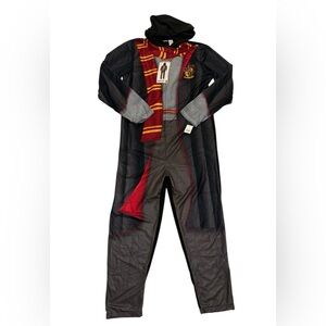 Harry Potter Costume Pajamas Union Suit Unisex Adult Zip Up Gryffindor Large